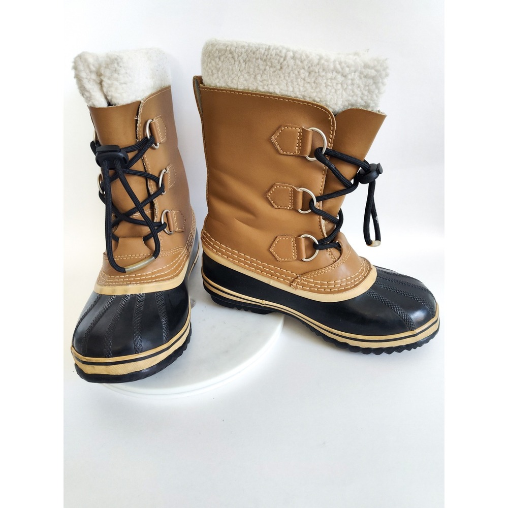 Sorel Yoot Pac Nylon Kids 3 Snow Boots Brown Black Waterproof Winter NY1443-259